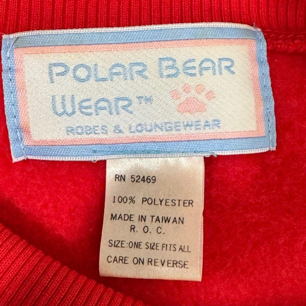 Polar Bear Wear Red Fleece Cat Applique Plaid Vintage Nightgown One Size Cozy - Picture 6 of 10